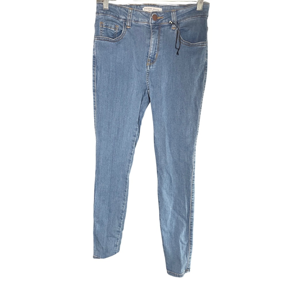 Encore Jeans Womens Light Wash Skinny Denim Pants Size 7 V2486L High Rise Denim